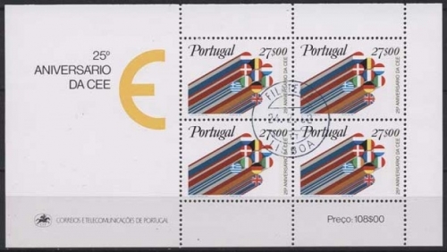 Portugal 1982 25 Jahre EWG Landesflaggen Block 34 gestempelt (C91034)
