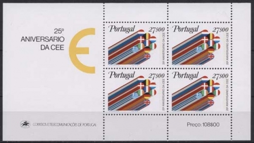 Portugal 1982 25 Jahre EWG Landesflaggen Block 34 postfrisch (C91035)