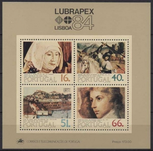 Portugal 1984 LUBRAPEX´84 Gemälde Block 44 postfrisch (C91049)