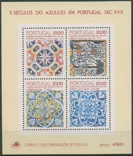 Portugal 1982 500 Jahre Azulejos Block 38 postfrisch (C91074)