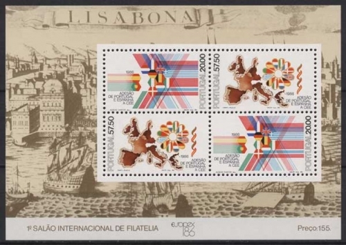 Portugal 1986 EUROPEX´86 Flaggen Landkarten Block 52 postfrisch (C91080)