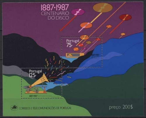 Portugal 1987 100 Jahre Schallplatte Block 55 postfrisch (C91085)