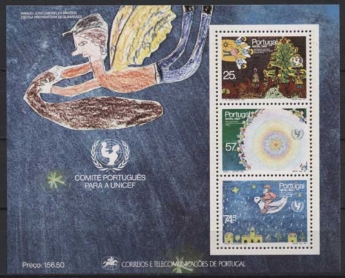 Portugal 1987 Weihnachten Kinderzeichnungen Block 56 postfrisch (C91087)