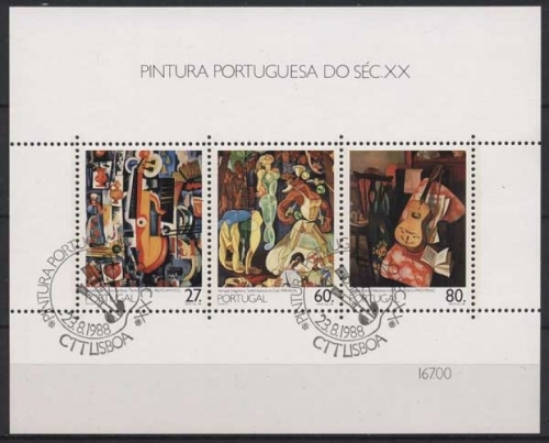 Portugal 1988 Gemälde im 20. Jh. Block 59 gestempelt (C91090)