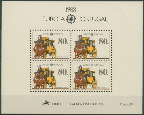 Portugal 1988 Europa CEPT Transport Postkutsche Block 57 postfrisch (C91114)