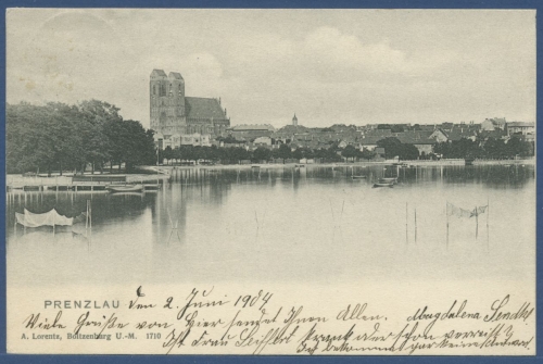 Prenzlau Gesamtansicht über den Uckersee, gelaufen 1904 (AK2498)