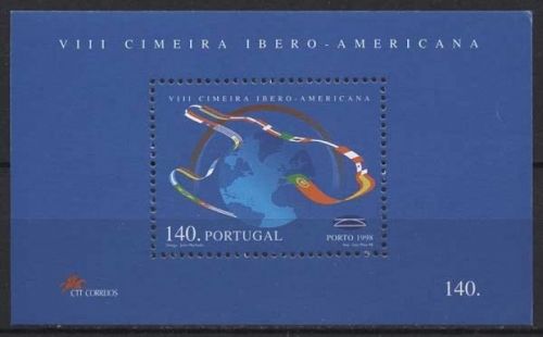 Portugal 1998 Ibero-Amerikanisches Treffen Flaggen Block 143 postfrisch (C91222)