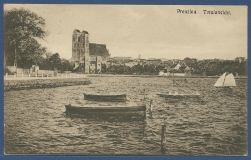 Prenzlau Totalansicht über den Uckersee, gelaufen 1924 (AK2492)