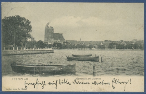 Prenzlau Promenade am Uckersee, gelaufen 1906 (AK2490)