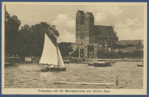 Prenzlau mit Marienkirche am Uckersee , gelaufen 1935 (AK2481)