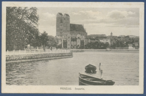 Prenzlau Seepartie mit Marienkirche, ungebraucht (AK2476)