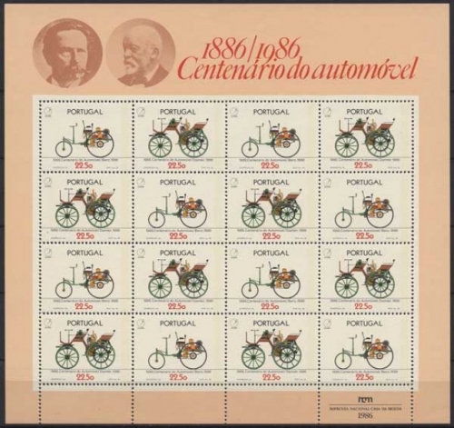Portugal 1986 Daimler-Benz Oldtimer 1686/87 ZD-Bogen postfrisch (SG91292)