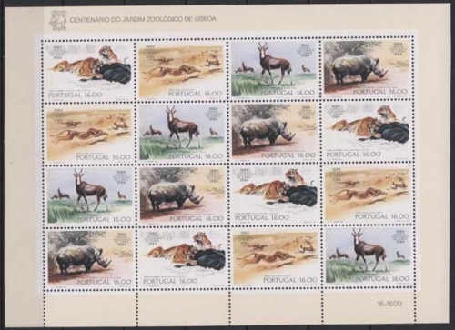 Portugal 1984 Tiere Zoo Lissabon 1617/20 ZD-Bogen postfrisch (C91298)