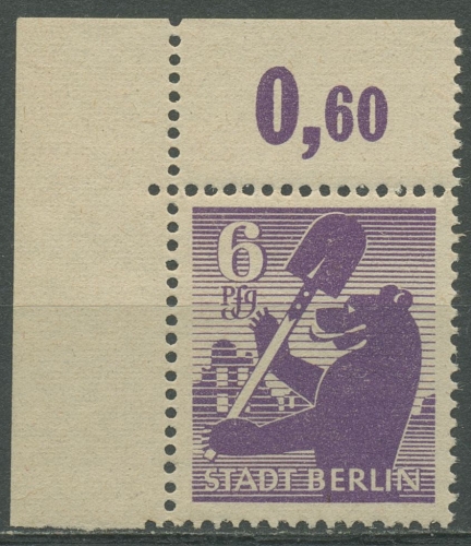 SBZ Berlin & Brandenburg 1945 Berliner Bär 2 Aa waz Ecke oben links postfrisch