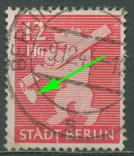 SBZ Berlin & Brandenburg 1945 Freimarke Plattenfehler 5 AA ux PF ?? gestempelt