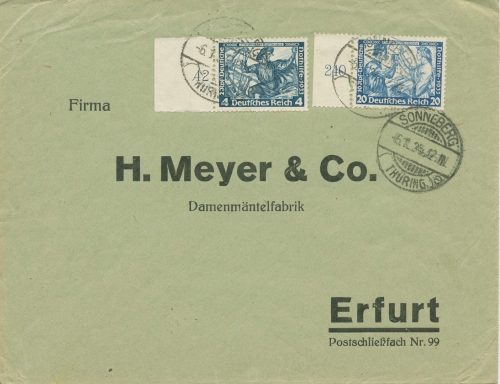 Deutsches Reich 1933 Nothilfe Wagner Mischfrankatur 505 B MiF (T18091)