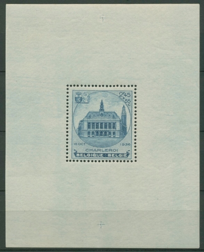Belgien 1936 Philatel. Ausstellung Rathaus Charleroi Block 5 postfrisch (C91593)