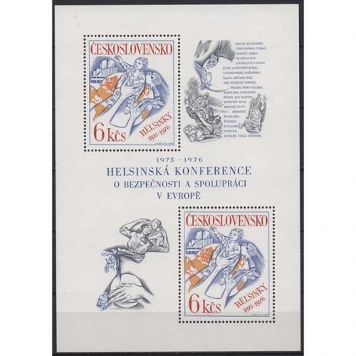 Tschechoslowakei 1976 Jahrestag d.KSZE Helsinki Block 33 postfrisch (C91829)