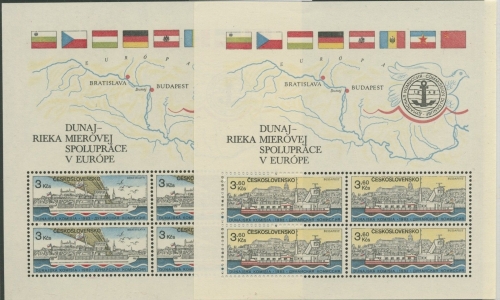 Tschechoslowakei 1982 Donaukommission Schiffe Block 51/52 postfrisch (C91817)