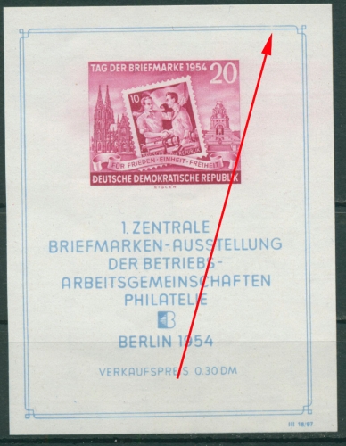 DDR 1954 Briefm.-Ausstellung Plattenfehler Block 10 XII PF II postfrisch geprüft