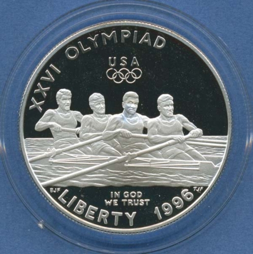 USA Dollar 1996 Atlanta Olympics Rudern KM 272, Silber PP proof (m2246)
