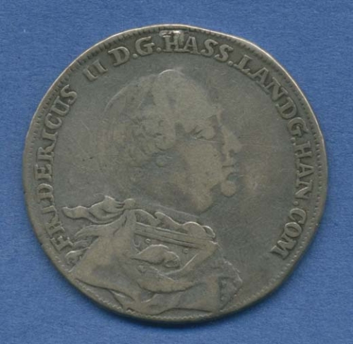Hessen-Kassel 1/2 Konventiontaler 1766 FU Friedrich II., Henkelspur, ss (m2257)