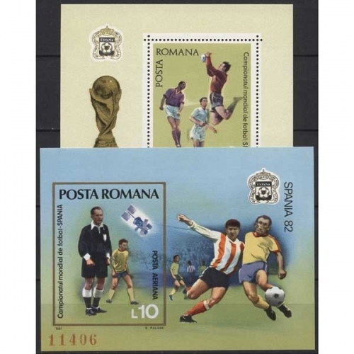 Rumänien 1981 Fußball-WM Spanien Spielszene Block 184/85 postfrisch (C92004)