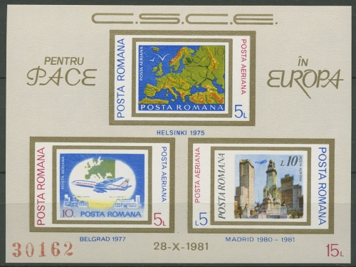 Rumänien 1981 KSZE Helsinki Belgrad Madrid Block 183 postfrisch (C92005)