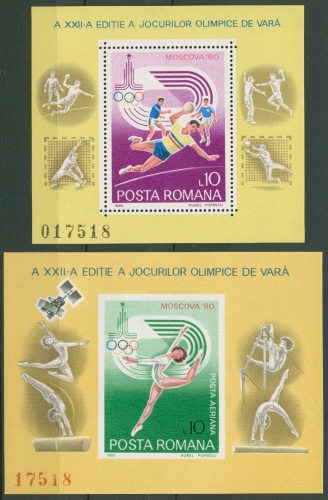 Rumänien 1980 Olympia Moskau Handball Turnen Block 171/72 postfrisch (C92017)