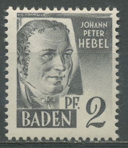 Französische Zone: Baden 1947 Johann Peter Hebel Type I, 1 yv I postfrisch