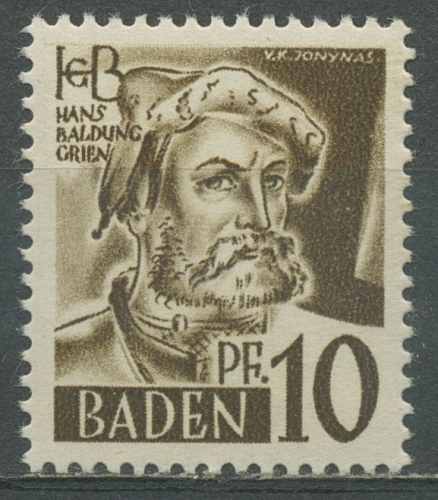 Französische Zone: Baden 1948 Hans Baldung Type I, 17 y I postfrisch