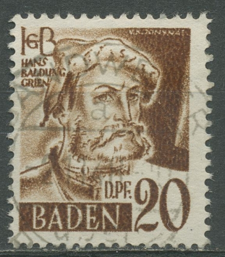 Französische Zone: Baden 1948 Hans Baldung Type II, 21 y II gestempelt
