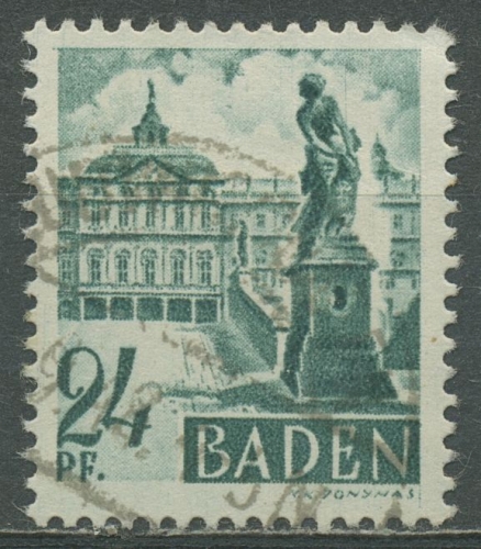 Französische Zone: Baden 1948 Schloss Rastatt Type I, 22 y I gestempelt