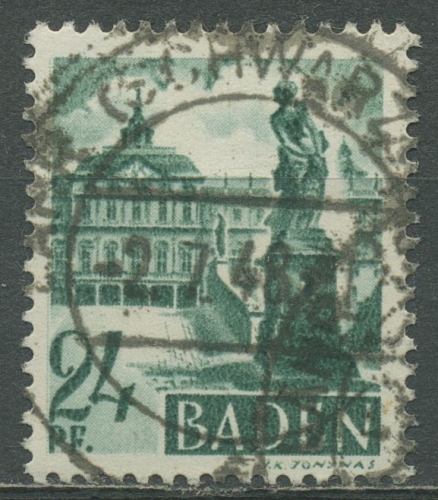 Französische Zone: Baden 1948 Schloss Rastatt Type II, 22 y II gestempelt