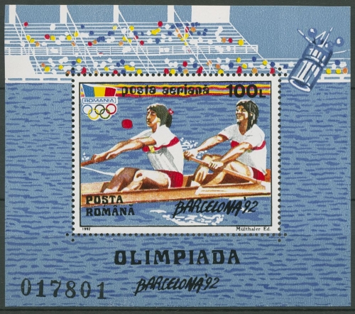 Rumänien 1992 Olymp. Sommerspiele Barcelona Rudern Block 274 postfrisch (C92223)