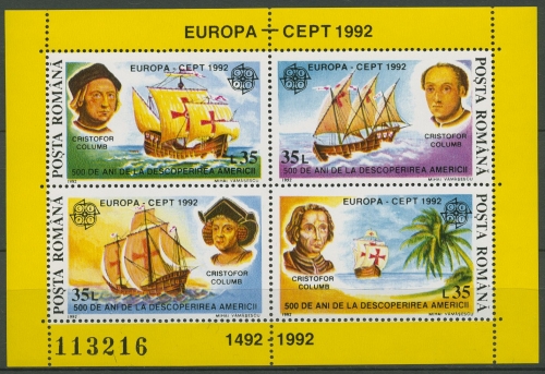 Rumänien 1992 EUROPA CEPT Chr.Kolumbus Amerika Block 271 postfrisch (C92225)