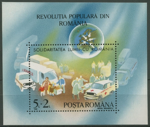 Rumänien 1990 Volksaufstand Rotes Kreuz Hilfe Block 263 postfrisch (C92230)