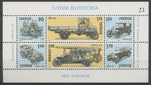 Schweden 1980 Schwedische Automobile Block 8 postfrisch (C92285)