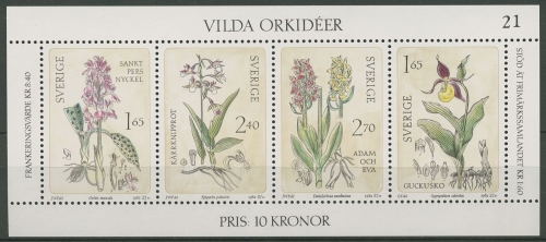 Schweden 1982 Pflanzen Wilde Orchideen Block 10 postfrisch (C92289)