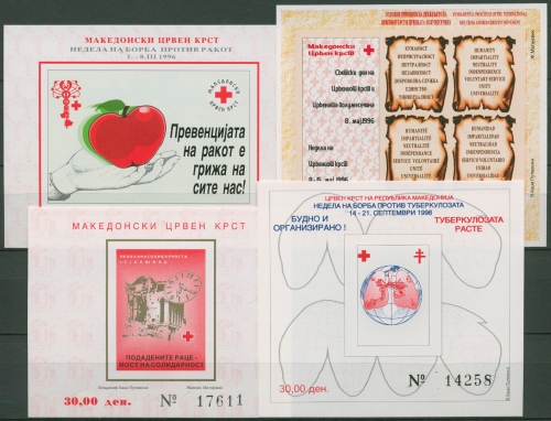 Makedonien 1996 Rotes Kreuz Zwangszuschlag Block Z 18/21 B postfrisch (C92340)