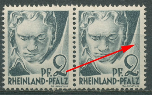 Französische Zone: Rheinland-Pfalz 1947 mit Plattenfehler 1 yv PF III postfrisch