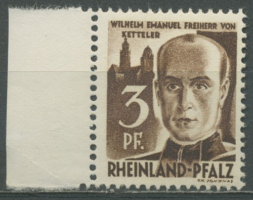 Französische Zone: Rheinland-Pfalz 1947 Ketteler Type I, 2 y v I postfrisch