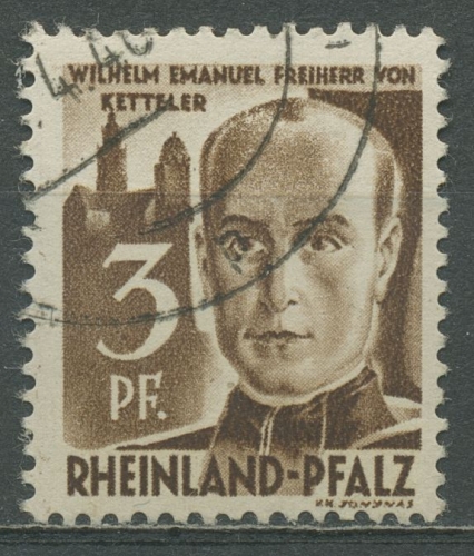 Französische Zone: Rheinland-Pfalz 1947 Ketteler Type I, 2 y v I gestempelt