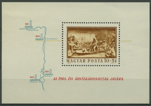 Ungarn 1965 Hochwasserhilfe Donauhochwasser Block 49 A postfrisch (C92414)