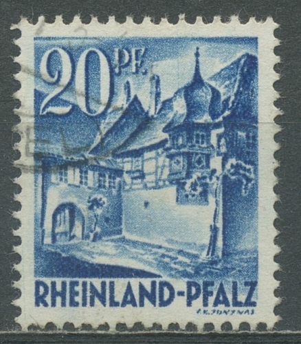 Französische Zone: Rheinland-Pfalz 1947 Winzerhäuser Type I, 7 y va I gestempelt