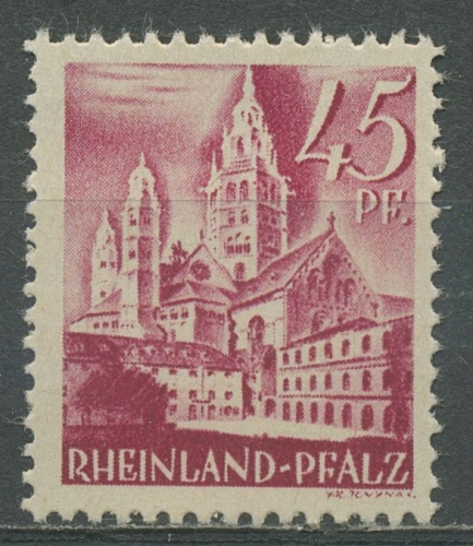 Französische Zone: Rheinland-Pfalz 1947 Mainzer Dom Type I, 10 v v I postfrisch