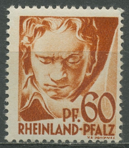 Französische Zone Rheinland-Pfalz 1947 Beethoven Type IV, 12 y v IV postfrisch