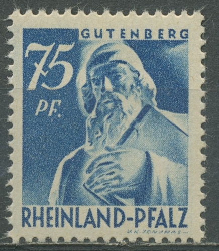 Französische Zone: Rheinland-Pfalz 1947 Gutenberg 13 v v postfrisch