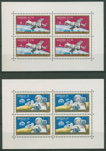 Ungarn 1970 Sojus 6/7/8 Apollo 12 Kleinbogen 2575/76 A K postfrisch (C92798)