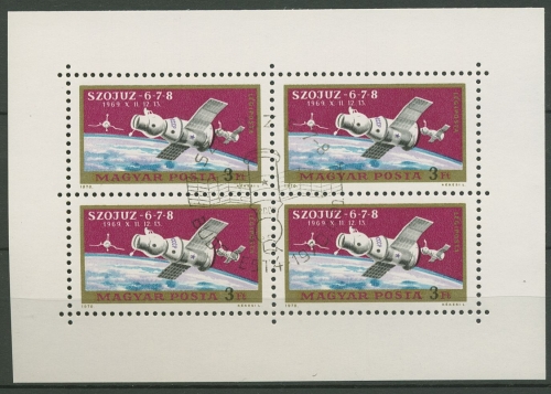 Ungarn 1970 Sojus 6/7/8 Kleinbogen 2575 A K gestempelt (C92799)